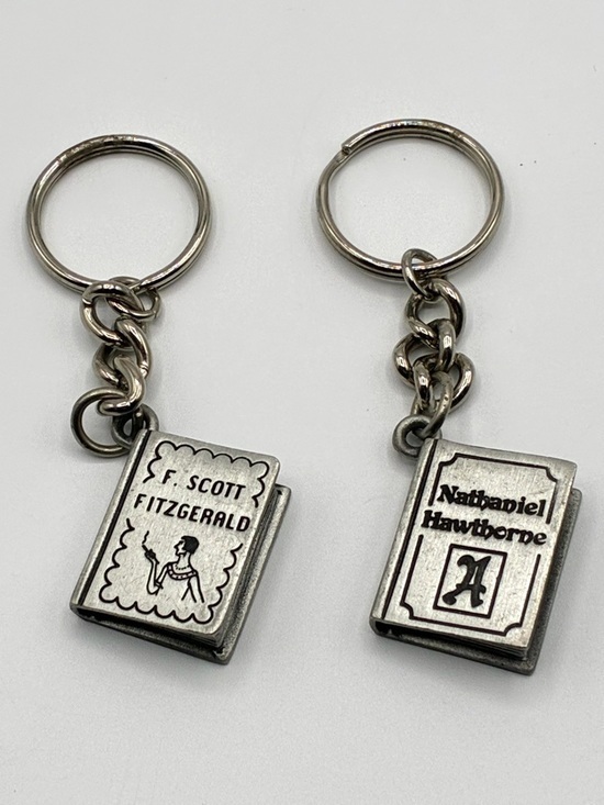 Novelkeys Accessories - Novelkeys Pewter Book Keychains Set of 2 Vintage Literary Quote Charms USA